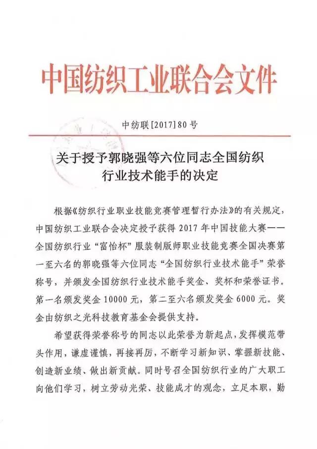 全國紡織行業“富怡杯”服裝制版師職業技能競賽獲獎名單揭曉！